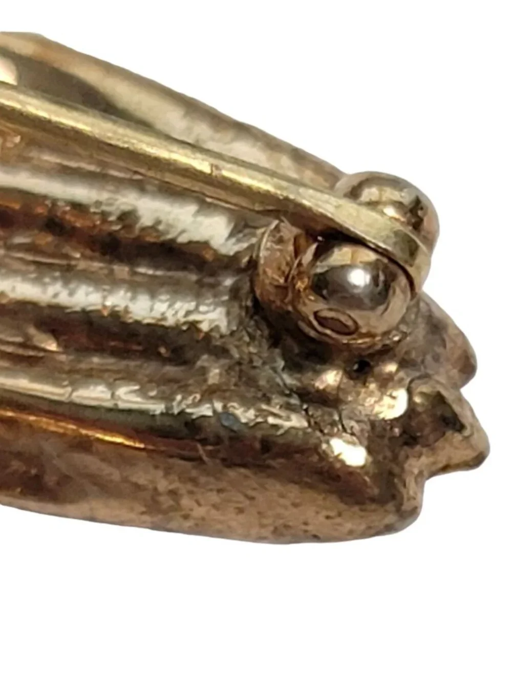 Trifari Gold-Tone Pink Poured Glass Hand Brooch, Philippe, N84